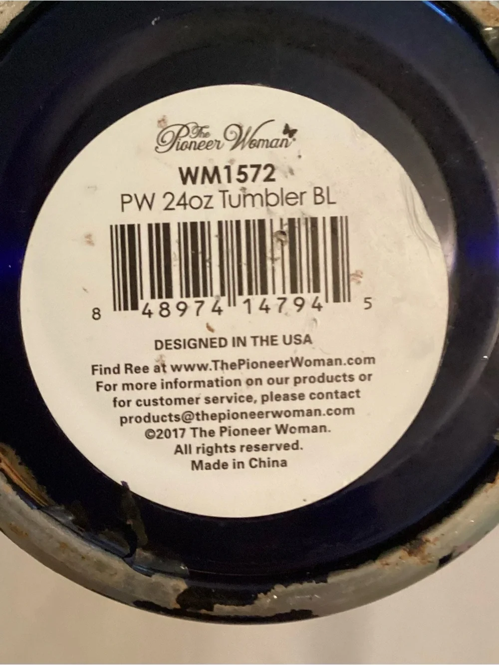 The Pioneer Woman 24 Oz. Cold Beverage Stainless Navy Floral Tumbler